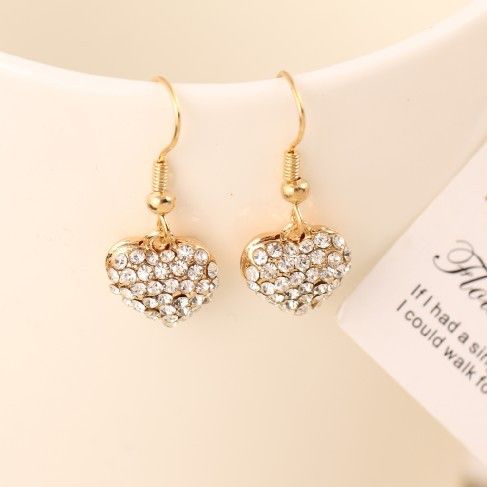 Brinco Coração com Strass